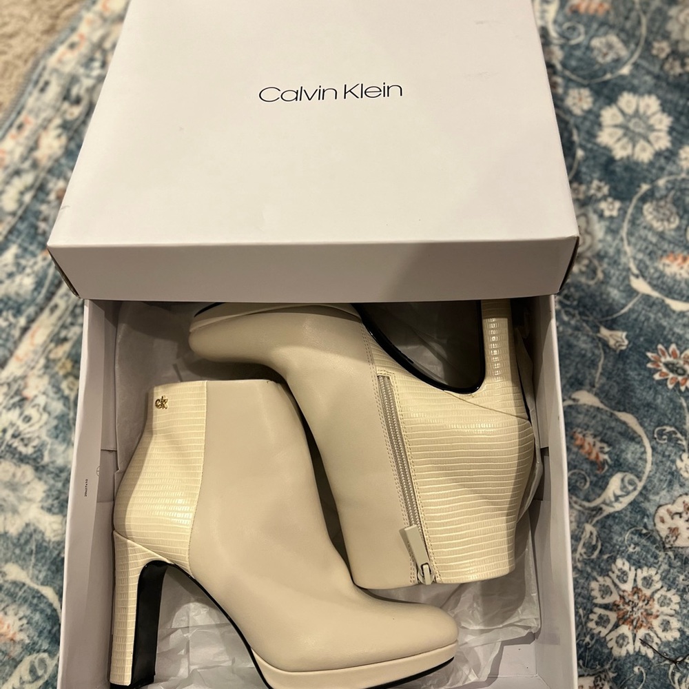 Calvin Klein Cream Ankle Booties